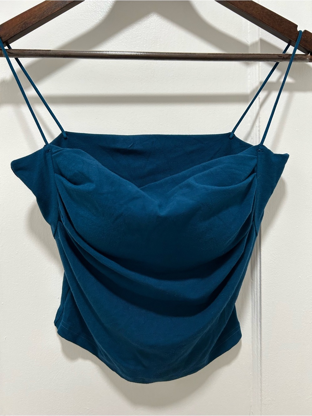 Brand new Sleeveless Draped Cowl Neck Tank Top - Teal with built in pads